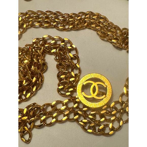 Chanel Vintage Double Layer Belt with CC Sunburst Medallion 31" CoA Authentic - Picture 5 of 8